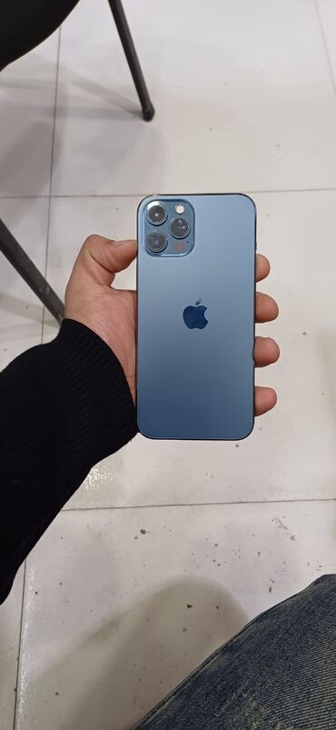 Apple iPhone: IPhone 12 Pro Max, 256 GB, Mavi, Zəmanət, Barmaq izi, Face ID