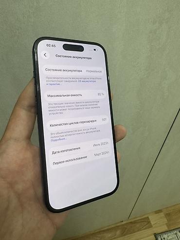 mini iphone: IPhone 15, Б/у, 128 ГБ, Черный, Защитное стекло, Чехол, 85 % — 3