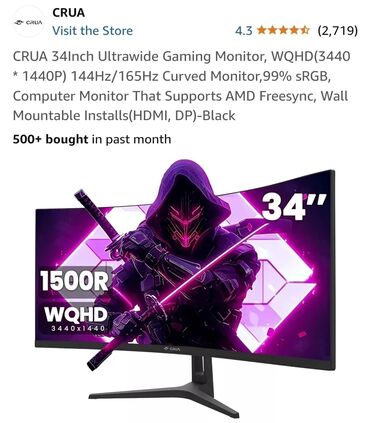 Monitorlar: Monitor acer odysey samsung korui aos istənilən brend model 4k qhd uhd — 4