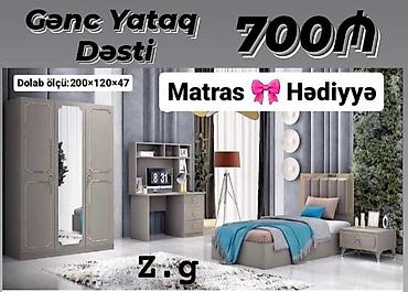 dolab yigilmasi: Gənc Yataq Dəsti Komplektin tərkibi: - 3 qapılı paltar dolabı (ölçü — 1