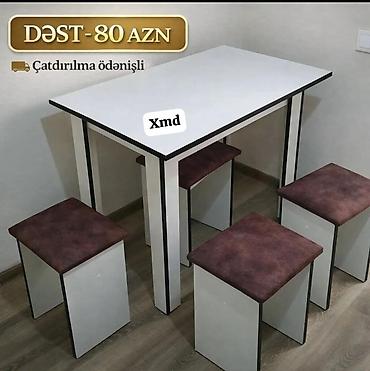 ucuz kombi: Mətbəx üçün kompakt masa və 4 taburet dəsti - Dəst: 1 ədəd düzbucaqlı — 2