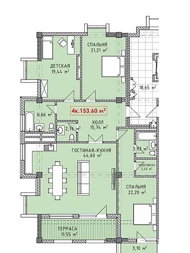жк kazyna: 3 комнаты, 125 м², Элитка, 3 этаж, ПСО (под самоотделку) — 2