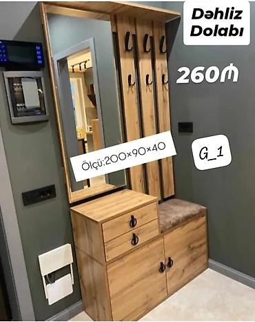 şifoner: Dəhliz dolabı – G_1 modeli Ölçü: 200 × 90 × 40 sm Qiymət: 260 ₼ — 1