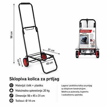 Crna kolica za prtljag 2001809-A Sklopiva kolica za transport