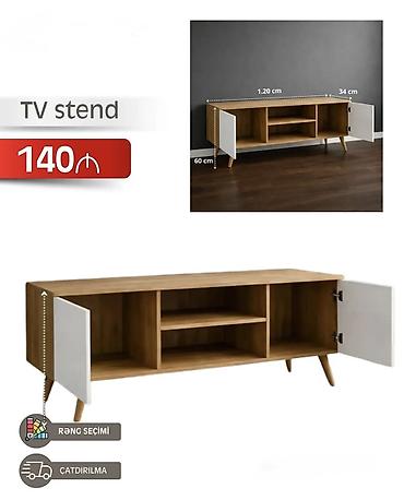 TV stend - Ölçülər: uzunluq 120 sm, dərinlik 34 sm, hündürlük 60 sm -
