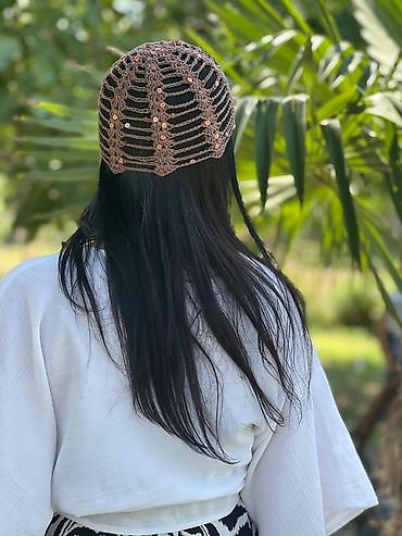baş örtüsü: Məhsul: əl işi toxunma bandana/baş örtüyü - Material: nazik pambıq — 3