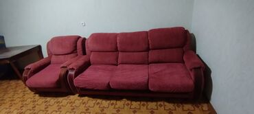 диван дет: Модульный диван, цвет - Красный, Б/у