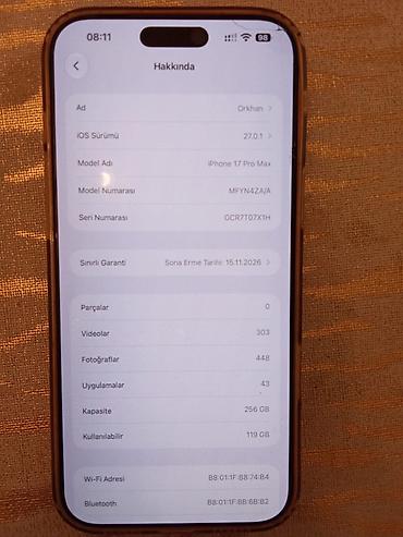 iphone 7s plus: IPhone 17 Pro Max, 256 GB, Narıncı, Zəmanət, Simsiz şarj, Face ID — 4