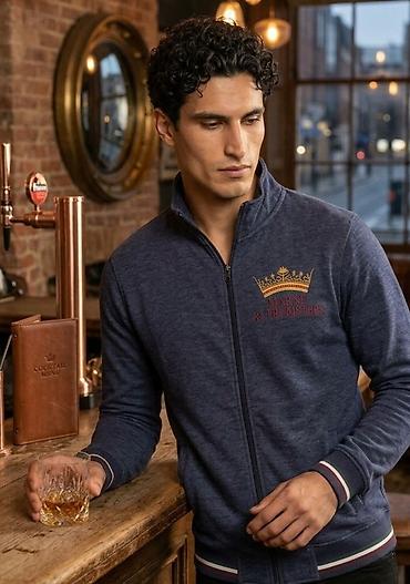 zeleni tech fleece: Muška dukserica/trek jakna sa rajsferšlusom – tamnoplava - Model — 1