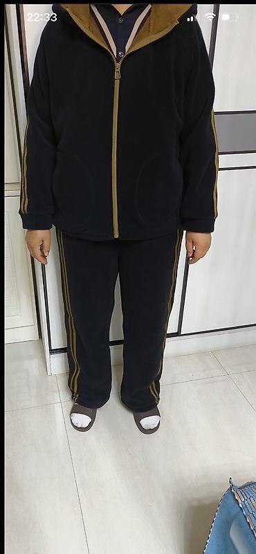 half zip: Утеплённый женский флисофой костюм, цвет – чёрный с контрастной — 4
