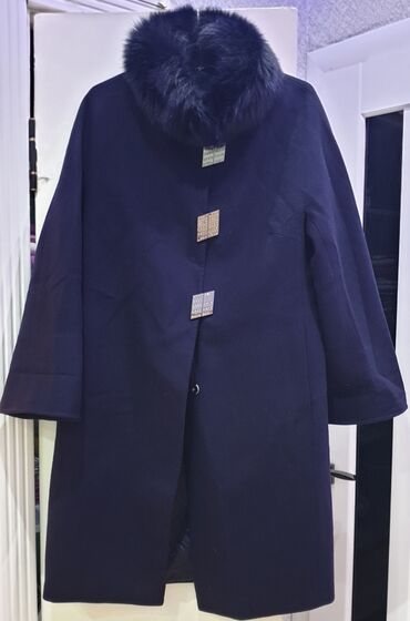 розовое пальто с меховым воротником: Пальто, Осень-весна, Длинная модель, L (EU 40)