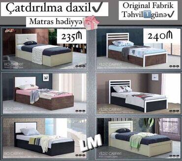 Çarpayılar: Tək neferlik çarpayılar HAZIR ORİGİNAL FABRİK İSTEHSALI_ Sex malı
