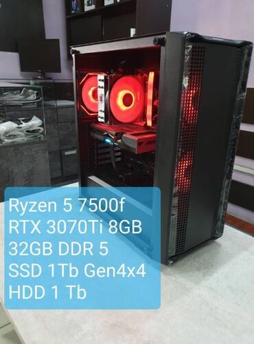 продажа компьютера: Компьютер, ОЗУ 32 ГБ, Для работы, учебы, Новый, AMD Ryzen 5, NVIDIA GeForce RTX 3070 TI, HDD + SSD
