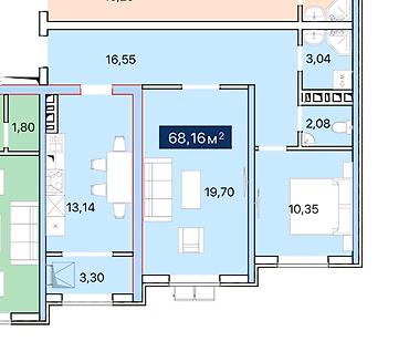 2 комнаты, 68 м², Ошский рынок / базар Элитка, 6 этаж, Требуется ремонт