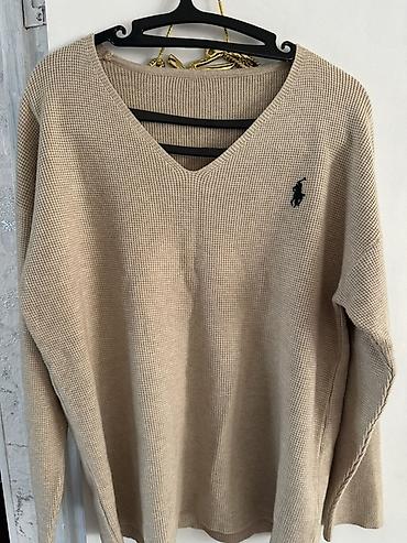 большие размеры футболки: Бежевый трикотажный комплект Ralph Lauren - Состав: свитер с — 1
