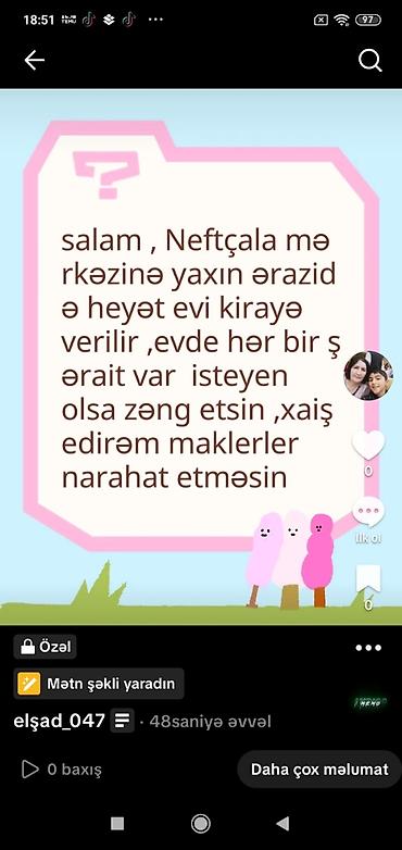 20 ci sahede satiliq ucuz evler: Neftçala rayonunda, mərkəzə yaxın ərazidə həyət evi kirayə verilir — 1