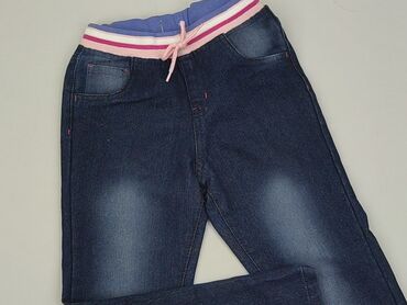 jeansy z zamkami na nogawkach: Spodnie jeansowe, 5-6 lat, 116, stan - Bardzo dobry