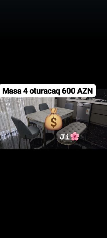 Masa və oturacaq dəstləri: Yeni, 4 stul