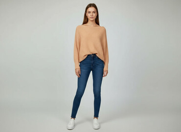 spodnie dresowe pomaranczowe: BODY FLIRT, Sweter damski, rozmiar M
