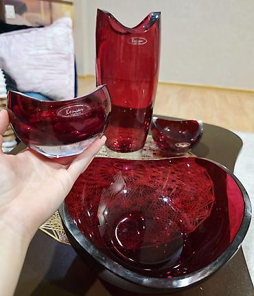 Kenar – əl işi dekorativ şüşə dəst - Material: qalın, büllur effekti