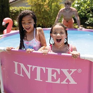 интекс: 244/76см. Каркасный бассейн Pink Metal Frame, Intex 28290. Размер — 3