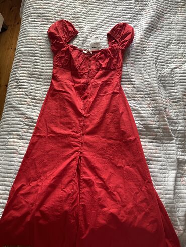 qırmızı don: Повседневное платье, Миди, XS (EU 34)