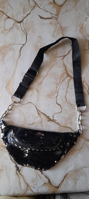Свадебные платья и аксессуары: Qara parıltılı bel/çiyin çantası (bum bag) - Material: Ön hissə