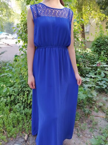 платье свободное: S (36), M (38), цвет - Синий