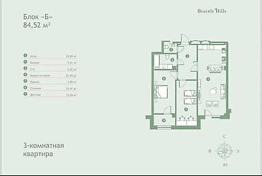 Продажа квартир: 3 комнаты, 84 м², Элитка, 1 этаж, ПСО (под самоотделку) — 12