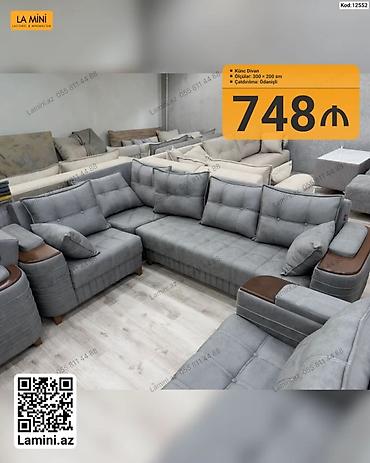 divan pufik: Məhsul: Künc divan - Rəng: Boz - Ölçü: 300 × 200 sm - Yumşaq, həcimli — 1