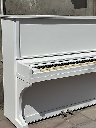 ağ piano: Ağ rəngli akustik upright pianino - Klassik vertikal korpus, sadə və — 9
