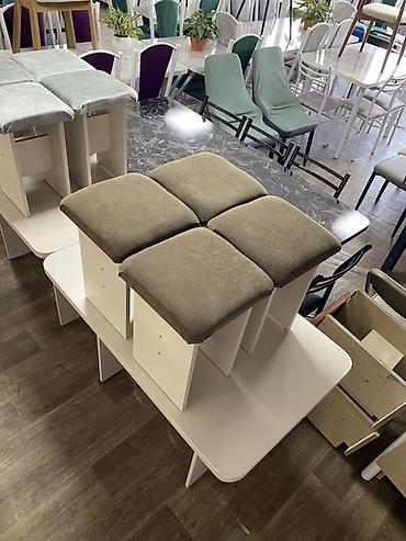 silver kitchen: Кухонный стол из ЛДСП с округлёнными углами + комплект из 4 табуретов — 3