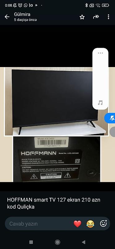 hoffmann tv: HOFFMANN Smart TV - Ekran ölçüsü: 127 sm (50") - Model: LED-43E3400 — 1