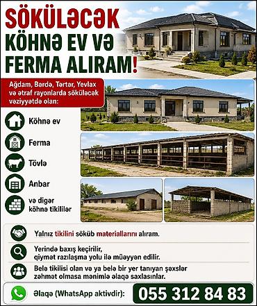 qoz tinglərinin satışı: 📢 SÖKÜLƏCƏK KÖHNƏ EV VƏ FERMA ALIRAM! Ağdam, Bərdə, Tərtər, Yevlax və — 1