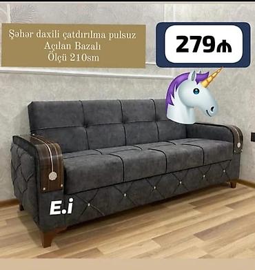 tikinti mater: Açılan bazalı divan – ölçü 210 sm. Rəng: tünd boz. Material — 1