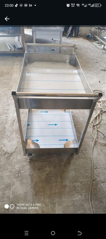 Restoran mebeli: Üç mərtəbəli paslanmayan poladdan hazırlanmış servis arabası. İki — 7