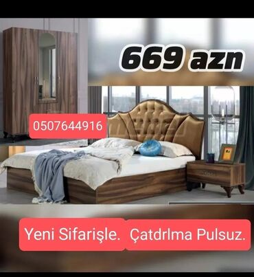 Yataq otağı dəstləri: İkinəfərlik çarpayı, Dolab, Termo, 2 tumba, Azərbaycan, Yeni — 8
