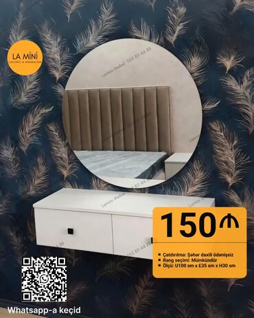 Tumbalar: La Mini mebel dəstindən divara quraşdırılan ağ rəngli dolab və