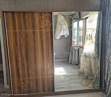 Sürgülü qapılı paltar şkafı - Material: Taxta teksturalı laminat