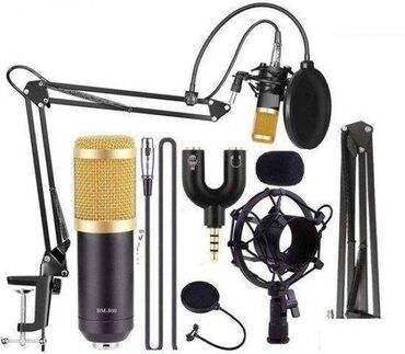 Mikrofoni: Studijski Kondenzatorski Mikrofon BM800 +stalak+pop filter Na — 2