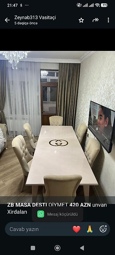 *ZB* *MASA DESTI* QİYMET *420 AZN* unvan Xirdalan