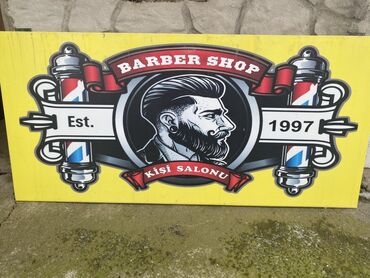 Paketləmə aparatları: Barber Shop – Kişi salonu üçün reklam lövhəsi - Dizayn: Klassik