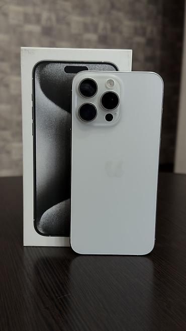 iphone 1e: IPhone 15 Pro Max, Б/у, 256 ГБ, White Titanium, Защитное стекло, Коробка, 87 % — 1