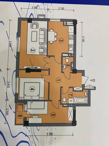 карпинка чуй: 3 комнаты, 75 м², Элитка, 3 этаж, ПСО (под самоотделку)