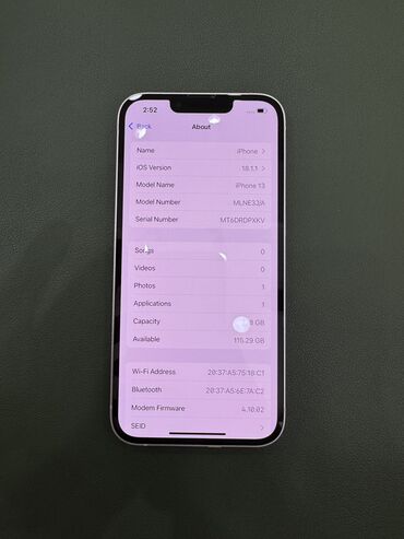 ош номер: IPhone 13, Б/у, 128 ГБ, Rose Gold, Защитное стекло, 82 %