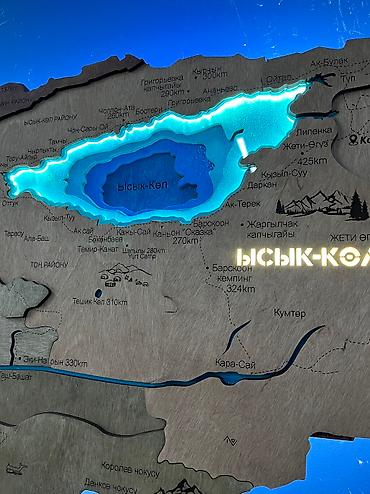 Декор жана интерьер: Карта Кыргызстана из дерева, размер 150х75см с подсветкой Встроенная — 9