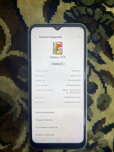 Samsung: Samsung Galaxy A14, 64 GB, rəng - Göy, Barmaq izi