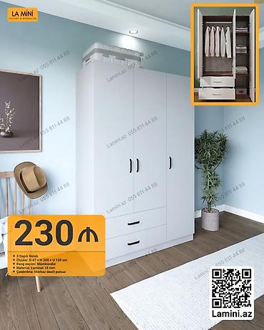 Ev və bağ: 3 qapılı geyim dolabı - Ölçülər: E 47 × H 200 × U 120 sm - Daxili — 1
