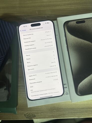Apple iPhone: IPhone 15 Pro Max, Б/у, 256 ГБ, Natural Titanium, Чехол, Коробка, 89 %