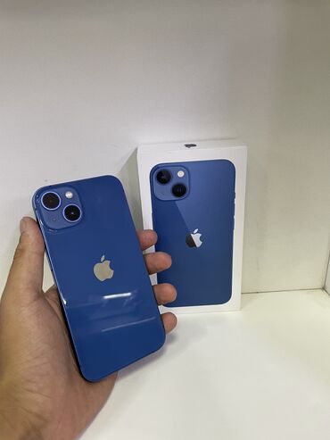 телефон бу купить: IPhone 13, Колдонулган, 128 ГБ, Көк, Коргоочу айнек, Каптама, Куту, 88 %